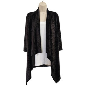 ALICE + OLIVIA Mariona Velvet Drape Front Cardigan Black Size M